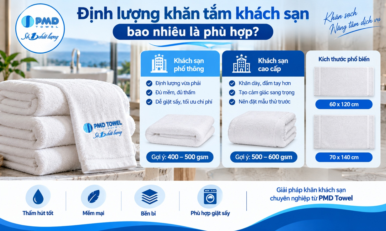 Định lượng khăn tắm khách sạn bao nhiêu là phù hợp?